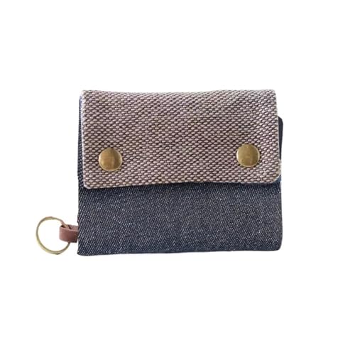 Women's Cartoon Canvas Card Holder - Foldable Mini Wallet with Zipper and Key Organizer, Schwarz , Taglia Unica von Generisch