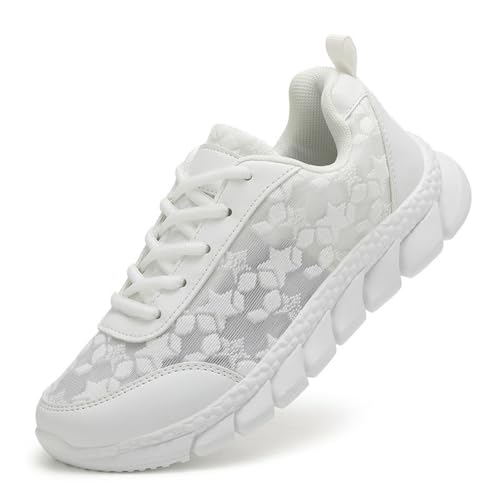 Women's Luxurious Orthopedic Sneakers,Lace Hollow Breathable Mesh Shoes,Non-Slip Comfortable Orthopedic Sneakers for Women (White, Erwachsene, 42, Numerisch, EU Schuhgrößensystem, M) von Generisch