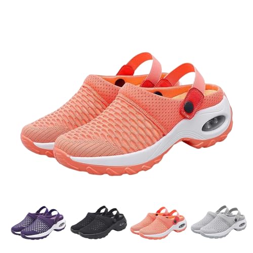 Women's Orthopedic Clogs, with Arch Support Air Cushion Shoes, Lightweight Outdoor Walking Platform Slippers (Orange, Erwachsene, Damen, 37, Numerisch, EU Schuhgrößensystem, M) von Generisch