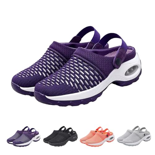 Women's Orthopedic Clogs, with Arch Support Air Cushion Shoes, Lightweight Outdoor Walking Platform Slippers (Purple, Erwachsene, Damen, 42, Numerisch, EU Schuhgrößensystem, M) von Generisch