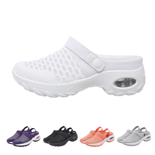 Women's Orthopedic Clogs, with Arch Support Air Cushion Shoes, Lightweight Outdoor Walking Platform Slippers (White, Erwachsene, Damen, 39, Numerisch, EU Schuhgrößensystem, M) von Generisch