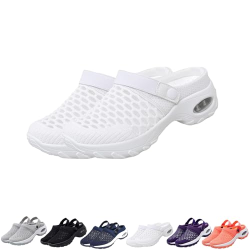 Generisch Women's Orthopedic Clogs with Air Cushion Support to Reduce Back and Knee Pressure Slippers Sandals Slip on Stretch Wide Width Arch Mules Summer Mesh Sneaker (White,36) von Generisch