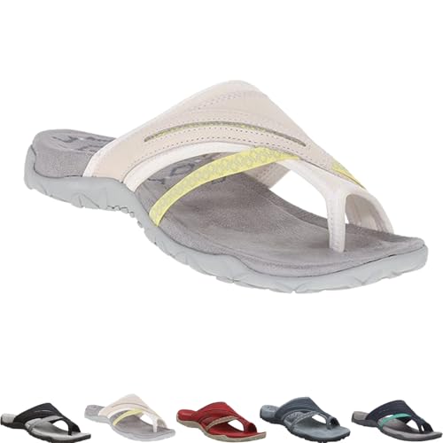 Women's Post Orthopedic Arch Support Sandals with Toe Ring Loop Flip Flops Comfort for Plantar Fasciitis Sandal Comfy Platform Slippers Supportive Toe-Clipped Outside Beach Flip-Flops (White,41) von Generisch