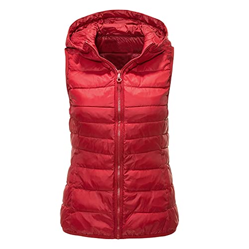 Women's Quilted Vest Lightweight Vest Transition Jacket with Removable Hood Jacket Plain Quilted Vest Body Vest Gilet Jacket Hooded Sleeveless von Generisch