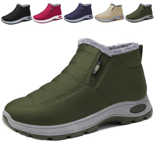 Women's Snow Boots Warm Sheepskin-Lined Boots, Winter Ankle Comfortable Slip on Short Snow Fur Lined Boots (Green,43) von Generisch