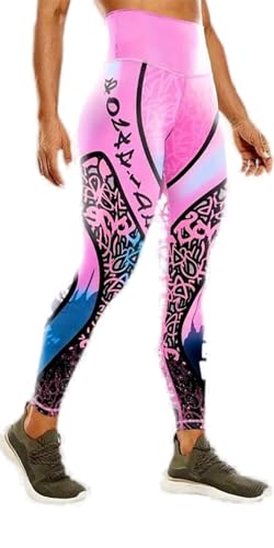 Women's Sports Leggings, Embossed Print Yoga Trousers，Colourful Gym Sports Leggings (DE/NL/SE/PL, Alphanumerisch, M, Regular, Regular, Hellrosa) von Generisch