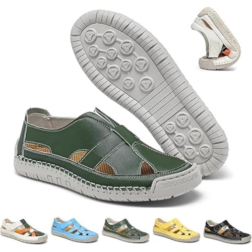Women's Summer Fisherman Sandals Adjustable Lightweight Non-Slip Beach Sandals Closed Toe Comfortable Soft Sole Flat Sandals (green,42) von Generisch