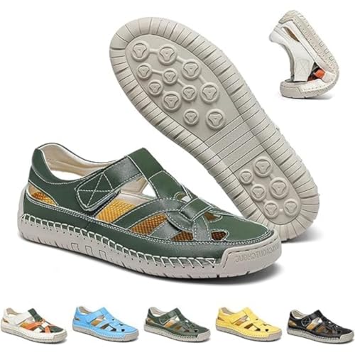 Women's Summer Fisherman Sandals Adjustable Lightweight Non-Slip Beach Sandals Closed Toe Comfortable Soft Sole Flat Sandals (green a,41) von Generisch