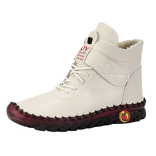 Womens Ankle Boots Warm Plüsch Schuhe für kalte Tage Bequeme Stiefel für den Alltag Perfekte Winterstiefel für stylebewusste Frauen (White, 40) von Generisch