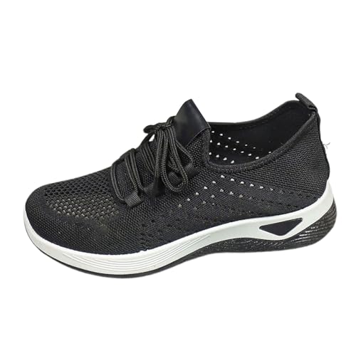 Womens Flat Shoes Bequem Arch Support Shock Sportschuhe Freizeit rutschfest Turnschuhe Leicht Memory Schaum Freizeitschuhe Mode Weite Füße Laufschuhe Schlupf Sneaker Damen Schwarz 37 von Generisch