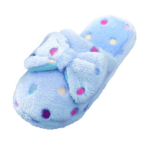 Womens Slipper Winter Hausschuhe Komfortabel rutschfest Baumwolle Niedlich Home Damen Schuhe für Drinnen Bogen Design (Blue, 38-39) von Generisch