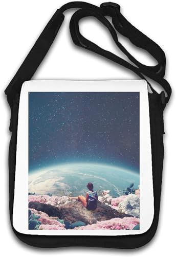 World from Outer Space Retro Style Poster Umhängetasche Weiß von Generisch