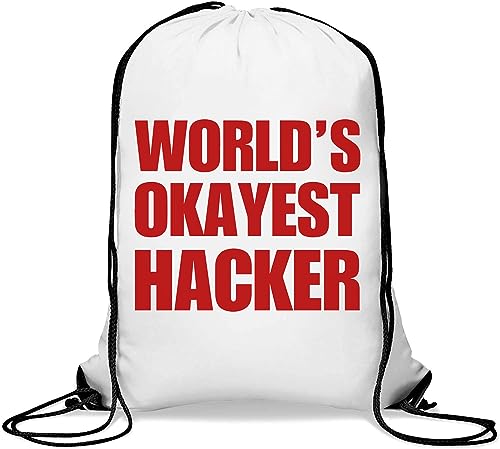 World's Okayest Hacker Funny Gym Sack Casual Drawstring Bag White von Generisch