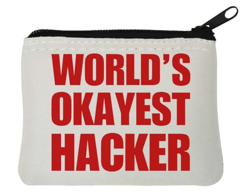 World's Okayest Hacker Funny Neopren Münzbörse Pouch 10x11cm Weiß von Generisch