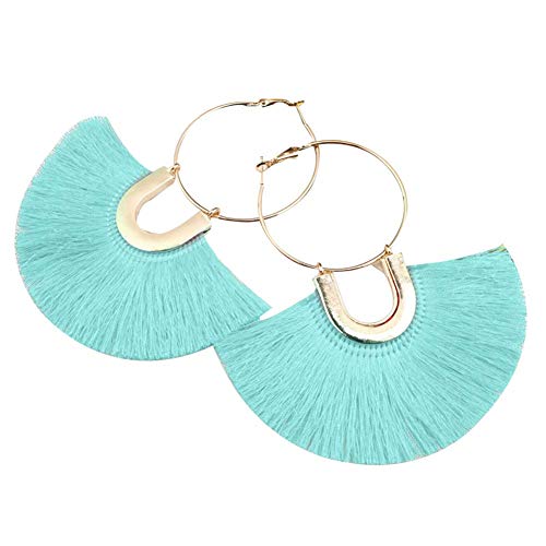 Wunderschöne Creolen, kreisförmig, Fächerform, Quaste, baumelnde Creolen, Bohemian-Frauen, Statement-Schmuck, Ohrringe von Generisch