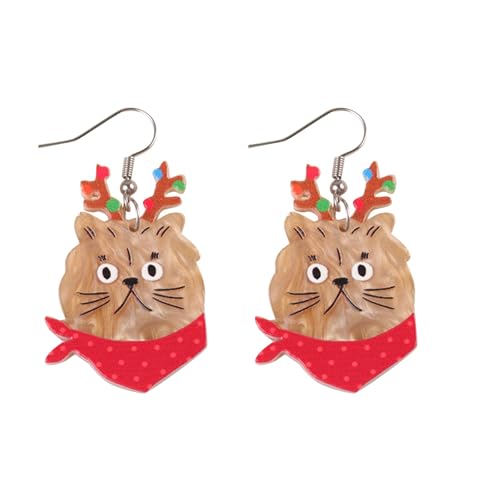 Xmas Tropfen Ohrringe Weihnachten Rote Handschuhe Acryl Ohrringe Übertrieben Design Weihnachten Acryl Weinglas (A, One Size) von Generisch