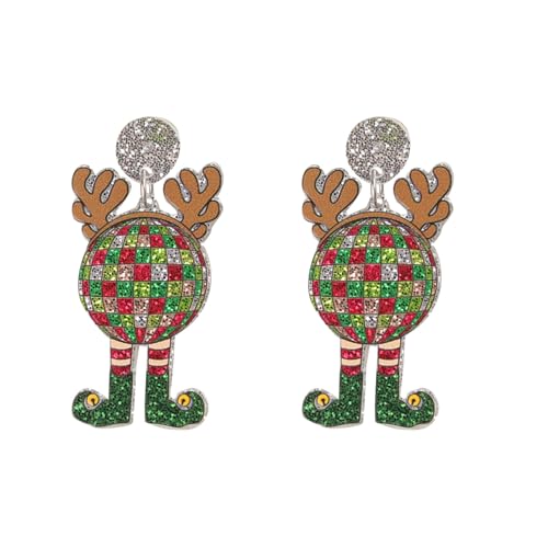 Xmas Tropfen Ohrringe Weihnachten Rote Handschuhe Acryl Ohrringe Übertrieben Design Weihnachten Acryl Weinglas (B, One Size) von Generisch