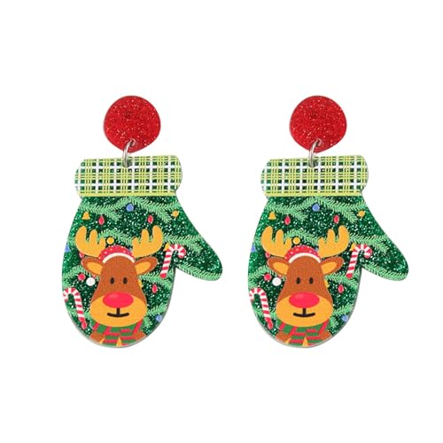 Xmas Tropfen Ohrringe Weihnachten Rote Handschuhe Acryl Ohrringe Übertrieben Design Weihnachten Acryl Weinglas (C, One Size) von Generisch