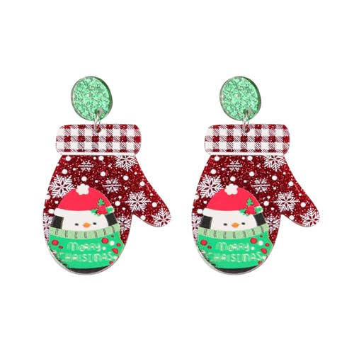 Xmas Tropfen Ohrringe Weihnachten Rote Handschuhe Acryl Ohrringe Übertrieben Design Weihnachten Acryl Weinglas (D, One Size) von Generisch