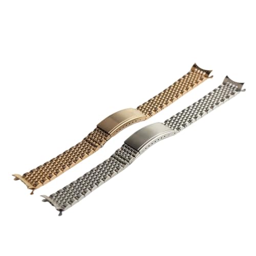 YGUKOJ 19mm 20mm Uhren-Armband-Edelstahl-Metall-Uhr-Band-Bands Gekrümmte Enduhren Implementierungsballe Kompatibel Mit Dem Ersatz(Silver,20mm) von Generisch