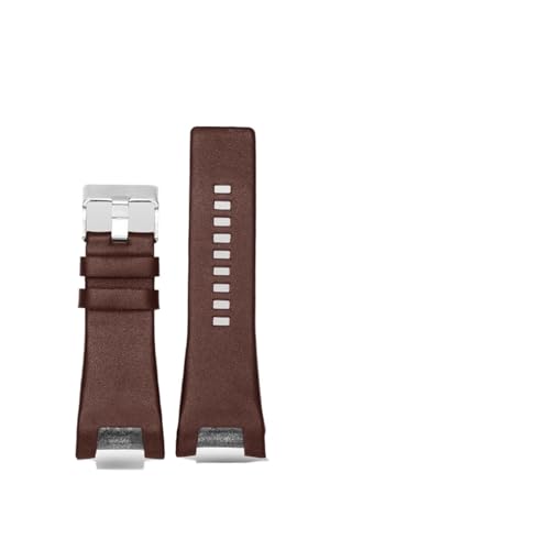 YGUKOJ Kompatibel mit demsel. DZ4246 DZ127. 3b armband 32 * 17mm einfach schwarz dunkelbraun echtes leder aus echtes leder stahlverschluss watchband gurt engagierte männer(A Dark brown silver) von Generisch