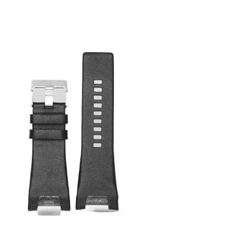 YGUKOJ Kompatibel mit demsel. DZ4246 DZ127. 3b armband 32 * 17mm einfach schwarz dunkelbraun echtes leder aus echtes leder stahlverschluss watchband gurt engagierte männer(A black silver) von Generisch