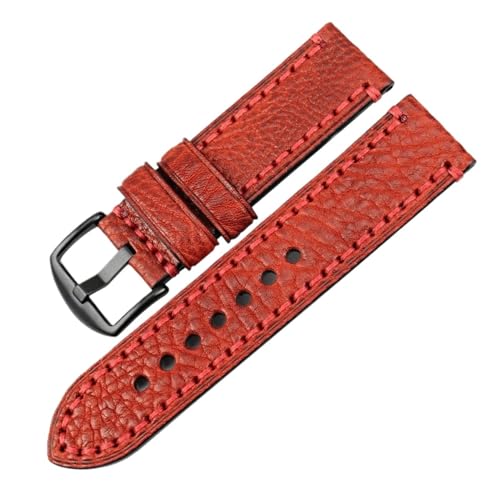 YGUKOJ Mode -Uhr -Band kompatibel mit Panera Echtes Kuhleder Uhrengurt Grün 20 22 24 26mm Uhr Accessoires Uhrband(Red B,24mm) von Generisch