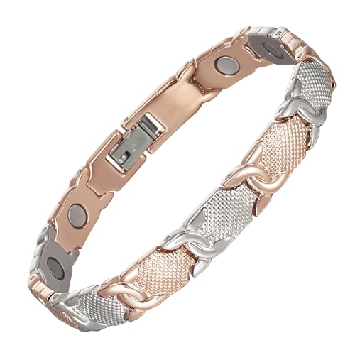 Generisch YINOX Bracciale magnetico in acciaio inossidabile per donna, elegante braccialetto magnetico in oro per donna con magnete ad alta resistenza e scatola regalo (RE) von Generisch