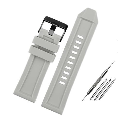 YGUKOJ Hochwertiger Silikon-Gummi-Uhr-Band-Band, geeignet mit Diesel DZ4318 / 4323/4283/7315/4427 Männer wasserdicht weicher großer Riemen 24mm26mm(Gray black clasp,24mm) von Generisch