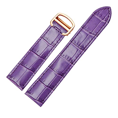 EDVTK35 Armband aus echtem Leder, 18/20/22 mm, kompatibel mit Herren/Damen, ersetzt Uhrenarmbänder, die mit Tank Solo kompatibel sind(Purple rose gold,22mm) von Generic