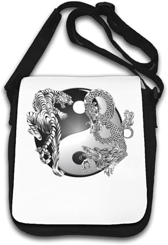 Yin und Yang Chinesischer Drache Feuer Symbol Tiger Umhängetasche Weiß von Generisch