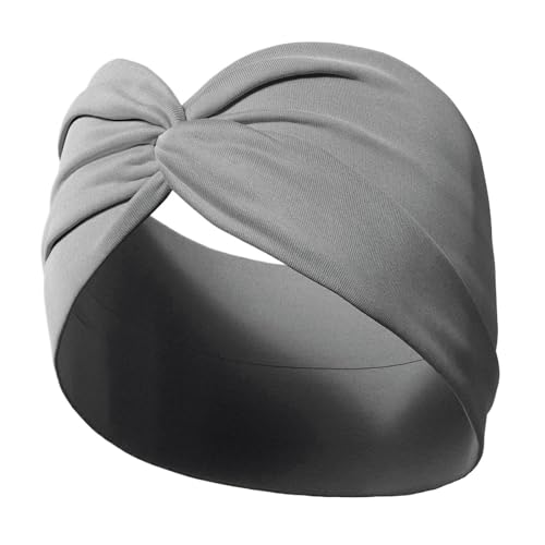 Yoga-Stirnbänder für Damenhaar, breit, dick, dehnbar, Turban-Stirnbänder (hellgrau) von Generisch