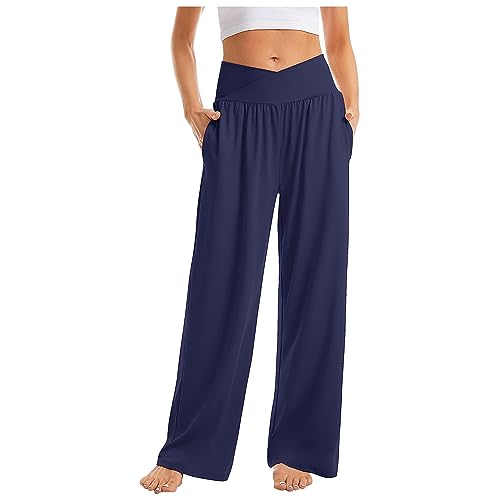 Yogahose Damen Sommerhosen Damen Leicht Und Luftig Culottes Hosen Damen Palazzo Hose Damen Sporthose Damen Weite Hose Damen Lockere Hosen Damen Mit Taschen Culotte-Hose Freizeithose Damen Elegant von Generisch