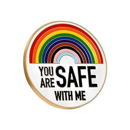"YOU ARE SAFES WITH ME" Pins Regenbogen Brosche Emaille Pin Krankenschwestern Doktor Studenten Emaille Pins Hut Brosche Pin Für Kleidung Rucksack Abzeichen Schmuck Geschenk Wikinger (Yellow, One Size) von Generisch