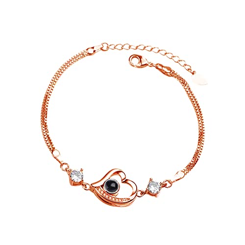 You Heart Different Or Damen Schmuck Projektion Fußkettchen Armband Love Memory 100 Sprachen In I Armbänder Dicke Creolen Set, Einheitsgröße, Weißes Kupfer, Kein Edelstein von Generisch