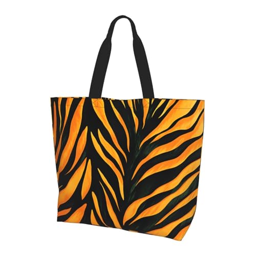 Zebra Tiger Print Tote Bag Damen Schulterhandtaschen Abstrakte Linie Einkaufstaschen Wasserabweisend Große Handtasche mit Innentasche für Arbeit Reise Schule von Generisch
