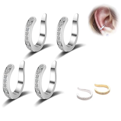 Zefiller Ear Clip, Fixure Ear Corrector, Ear Clips for Protruding Ears, Pierceless Ears Cuff Earring for Women, Portable & Adjustable Lightweight Earrings (Silberfarbene *2pcs) von Generisch