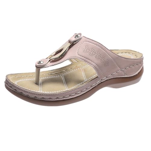 Zehentrenner Sandalen Damen Boho Flach Schuhe Flip Flops Bequem Mit Fussbett Badelatschen Sommer Slingback Strandschuhe Weichen Sohlen Strandurlaub Römersandalen Elegant Strandsandalen 2025D von Generisch