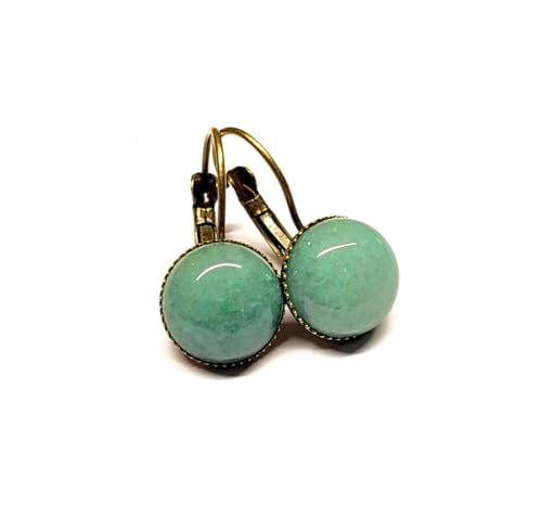 Zeitlose und wunderschöne Halbedelstein-Ohrringe mit12mm großem Aventurine in einer antik bronzefarbenen Fassung Zeitlose und wunderschöne Halbedelstein-Ohrringe mit12mm großem Aventurine in einer antik bronzefarbenen Fassung von Generisch