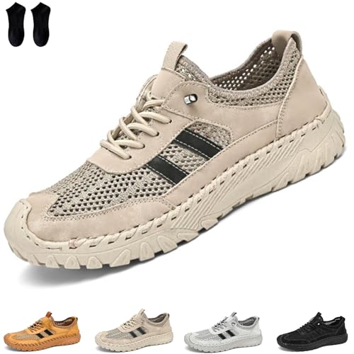 Zenfaze Orthopädische Herrenschuhe, 2025 Orthopädische Slip-On-Wanderschuhe, Atmungsaktive Fußgewölbeunterstützung (Creme, Erwachsene, Herren, 41, Numerisch, EU Schuhgrößensystem, M) von Generisch