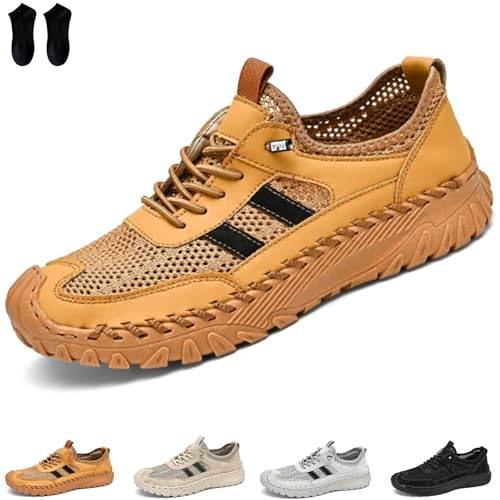 Zenfaze Orthopädische Herrenschuhe, 2025 Orthopädische Slip-On-Wanderschuhe, Atmungsaktive Fußgewölbeunterstützung (Gelb, Erwachsene, Herren, 39, Numerisch, EU Schuhgrößensystem, M) von Generisch