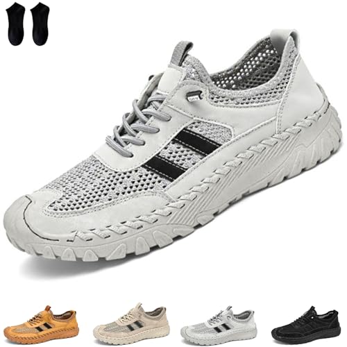 Zenfaze Orthopädische Herrenschuhe, 2025 Orthopädische Slip-On-Wanderschuhe, Atmungsaktive Fußgewölbeunterstützung (Grau, Erwachsene, Herren, 38, Numerisch, EU Schuhgrößensystem, M) von Generisch