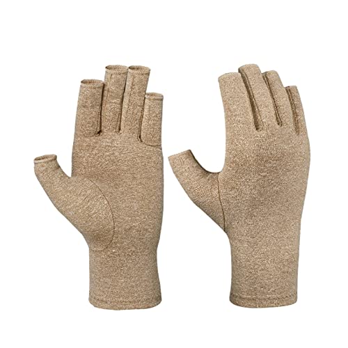 Zimt -Kompressionshandschuhe lindern Schmerzen bei rheumatoidem Karpaltunnel Handhandschuhe fingerlos für Computereingabe und Unterstützung für Hände und Gelenke bei der täglichen Arbeit C (Beige, M) von Generisch