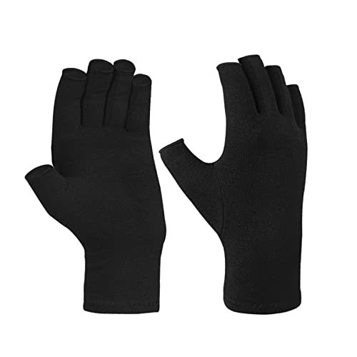 Zimt -Kompressionshandschuhe lindern Schmerzen bei rheumatoidem Karpaltunnel Handhandschuhe fingerlos für Computereingabe und Unterstützung für Hände und Gelenke bei der täglichen Arbeit C (Black, M) von Generisch