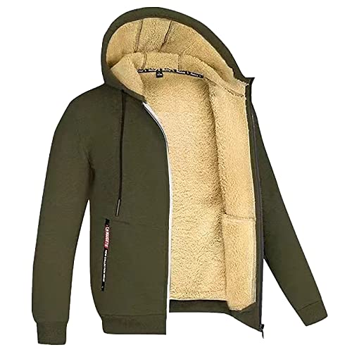 Zipper Hoodie Herren Kapuzenpullover mit Reißverschluss Langarm Kapuzenjacke Winter Warm Fleece Gefüttert Sweatjacke Mantel Casual Sweatshirt mit Kapuze Kapuzenjacke von Generisch