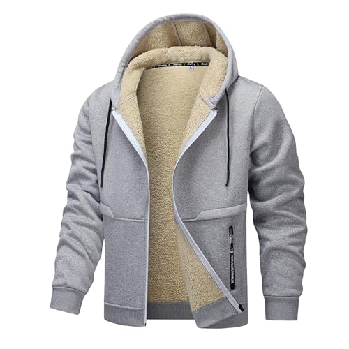 Zipper Hoodie Herren Kapuzenpullover mit Reißverschluss Langarm Kapuzenjacke Winter Warm Fleece Gefüttert Sweatjacke Mantel Casual Sweatshirt mit Kapuze Kapuzenjacke von Generisch