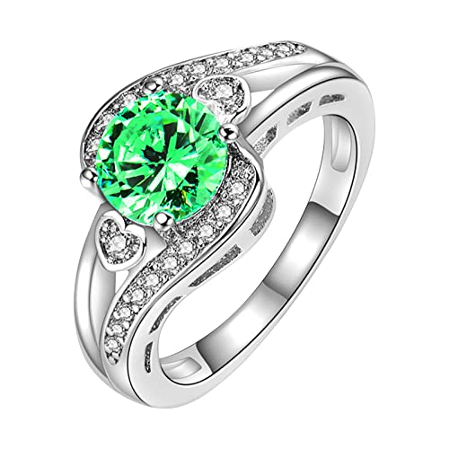 Zirkon Vollring Schmuck Geburtstag Antrag Braut Verlobungsring Mittelfinger Kostüm, 9, Metall, Kein Edelstein von Generisch