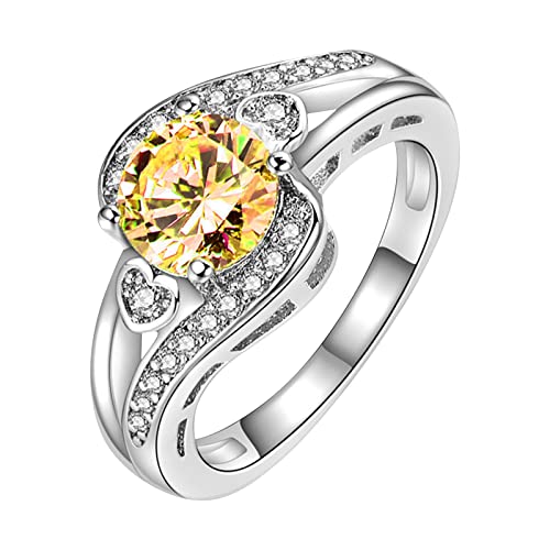 Zirkon Vollring Schmuck Geburtstag Antrag Braut Verlobungsring Ringe für 1, 34, Metall, Kein Edelstein von Generisch