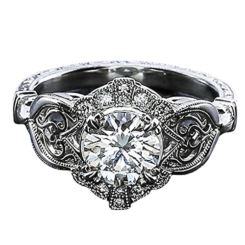 Zirkonia-Ring-Verlobungs-Ehering der Art- und Weisefrauen Rings Sets (Silver, 8) von Generisch