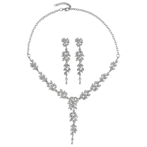 Zirkonia Schmuckset für Frauen Kronleuchter Halskette Baumeln Ohrringe Set Hochzeit Brautschmuck für Braut Brautjungfer Halskette Sternzeichen (Black, One Size) von Generisch